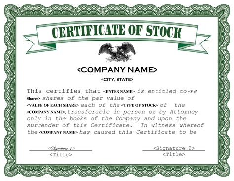 Stock Certificates Templates