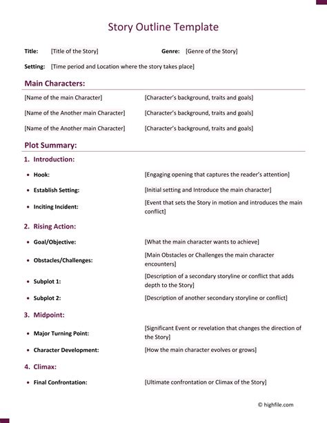 Story Outline Template Google Docs