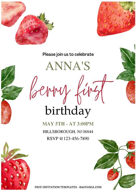 Strawberry Invitation Template Free