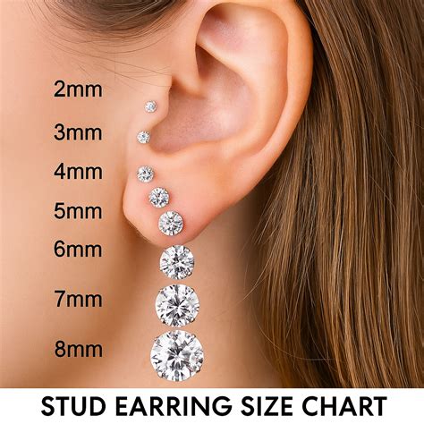 Stud Earring Size Chart On Ear Mm