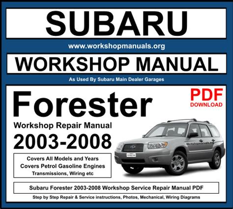 Subaru Forester Service Repair Workshop Manual Download 2007 Onwards