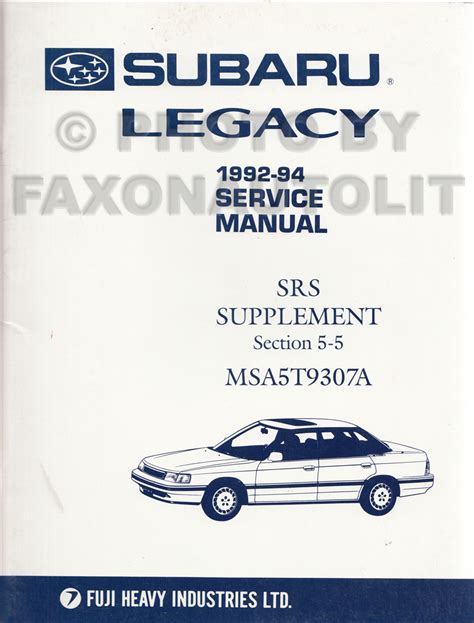 Subaru Legacy 1993 Repair Service Manual