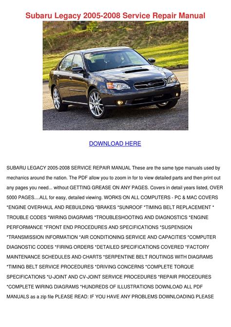 Subaru Legacy 2008 Service Repair Manual