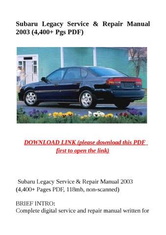 Subaru Legacy Service Repair Manual 2003 4 400 Pgs Pdf