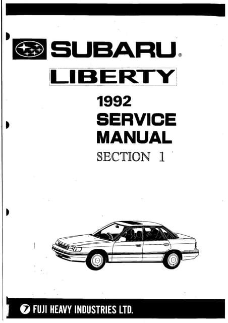 Subaru Liberty 1992 Workshop Manual