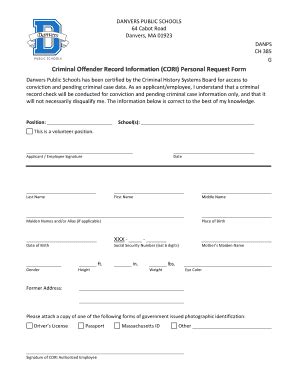 Subject Verification Cori Form