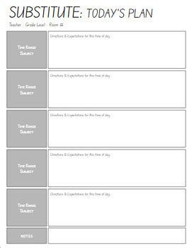 Substitute Plans Template