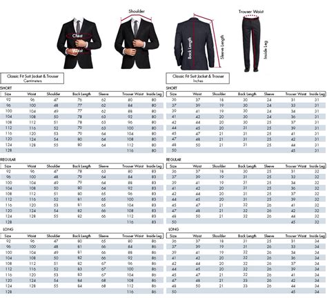 Suit Vest Size Chart