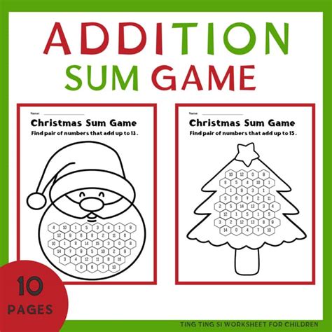 Sum Game That Add Up To 20 30 Printable