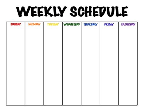 Sunday To Saturday Schedule Template