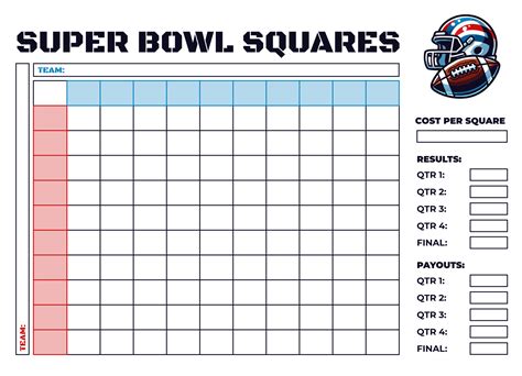 Super Bowl Squares Template With Numbers