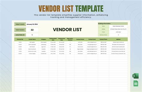 Supplier List Template Excel