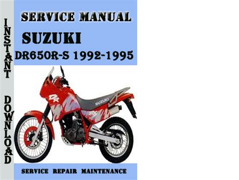 Suzuki Dr650r S 1992 1995 Service Repair Manual Pdf Download