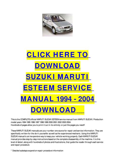 Suzuki Esteem Service Repair Manual Download 1995 96 97 1998