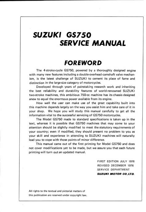 Suzuki Gs750 Gs750e Digital Workshop Repair Manual 1976 1981