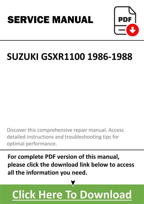 Suzuki Gsxr1100 1986 1987 1988 Workshop Service Repair Manual Pdf Download