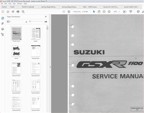 Suzuki Gsxr1100 Gsx R1100 1989 Repair Service Manual