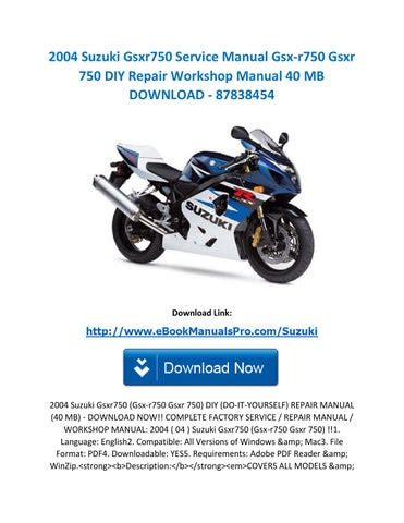 Suzuki Gsxr750 Gsx R750 2006 2007 Workshop Service Manual