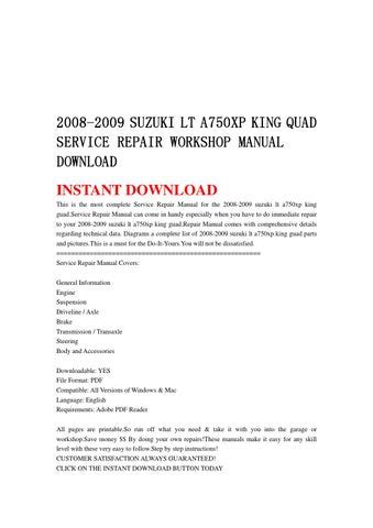 Suzuki Lt A750xp King Quad Service Repair Workshop Manual 2008 2009