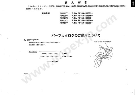 Suzuki Rm125 Rf15a Parts Manual Catalog 1999 2000