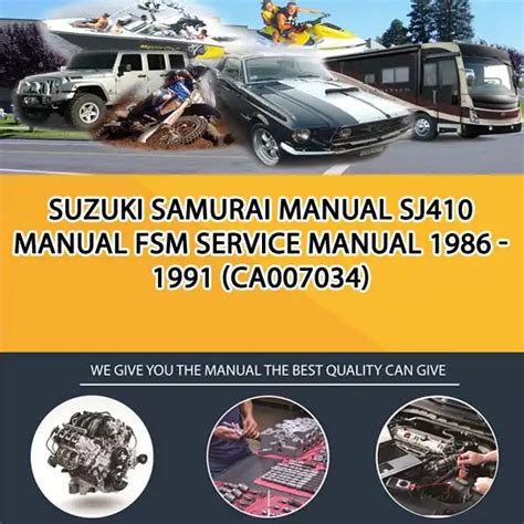Suzuki Samurai Manual Sj410 Manual Fsm Service Manual 1986 1991