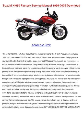 Suzuki Xf650 Factory Service Manual 1996 2006 Download