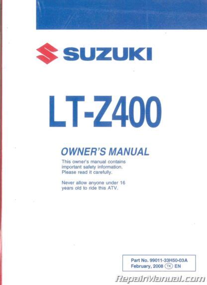 Suzuki Z400 Service Manual Repair 2009 2012 Ltz400 Lt Z400