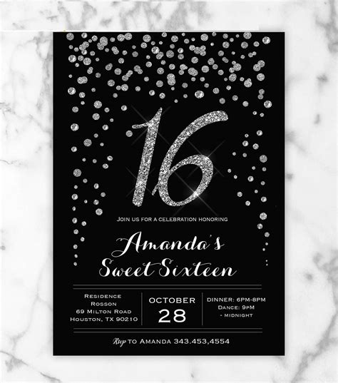 Sweet 16 Invitation Template Free
