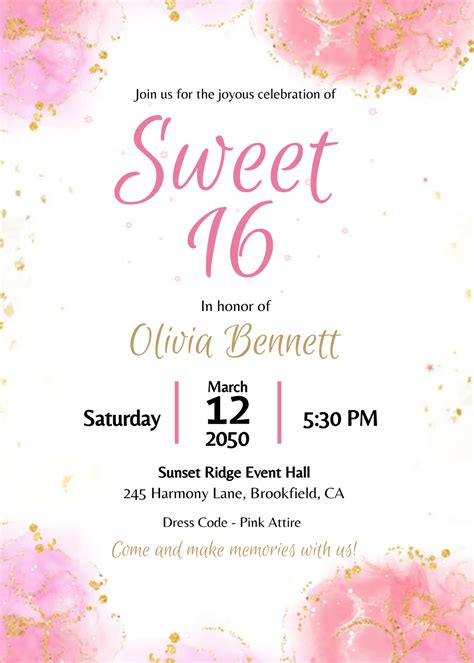 Sweet 16 Invitations Templates Free