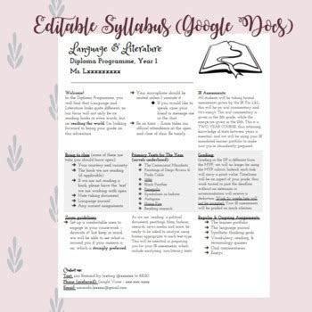 Syllabus Template Google Docs