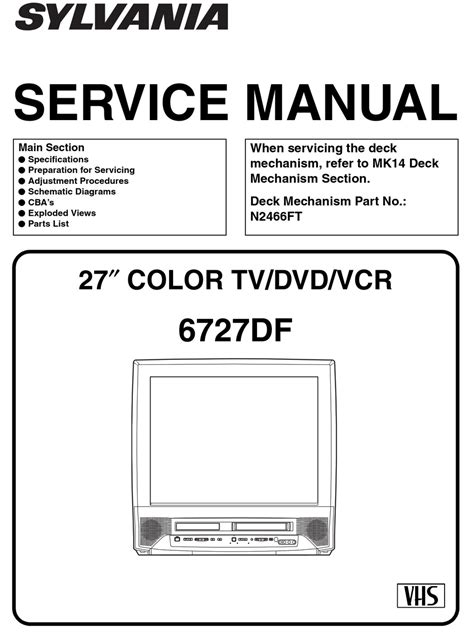 Sylvania 6727df Tv Dvd Vcr Service Manual