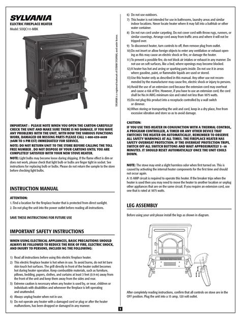 Sylvania Electric Stove Heater Manual