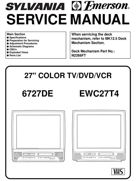 Sylvania Emerson 6727de Color Tv Dvd Vcr Repair Manual