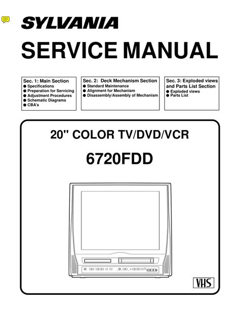 Sylvania Ewc19t3 Color Television Dvd Vcr Service Manual