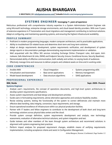 System Engineer Resume Example A1727a5c957160d7930b12e442d32991 Chaatus Com