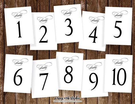 Table Numbers Template