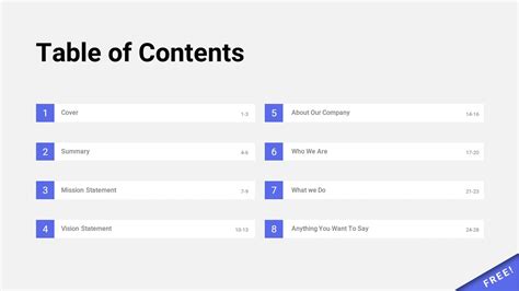 Table Of Contents Powerpoint Template