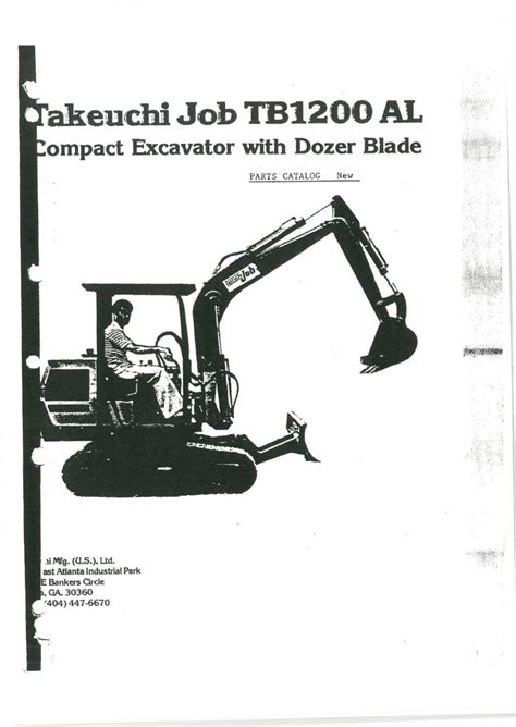 Takeuchi Excavator Parts Catalog Manual Tb1200