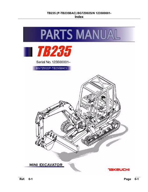 Takeuchi Excavator Parts Catalog Manual Tb235