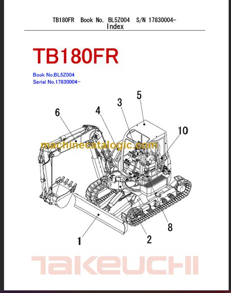 Takeuchi Tb180fr Compact Excavator Parts Manual