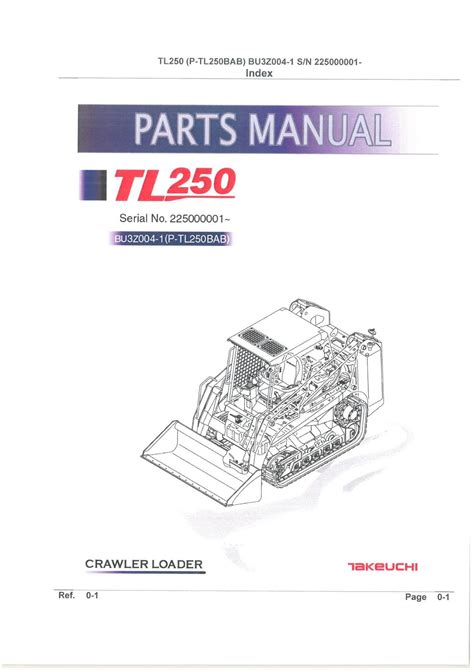 Takeuchi Tl250 Track Loader Parts Manual Catalog Epc