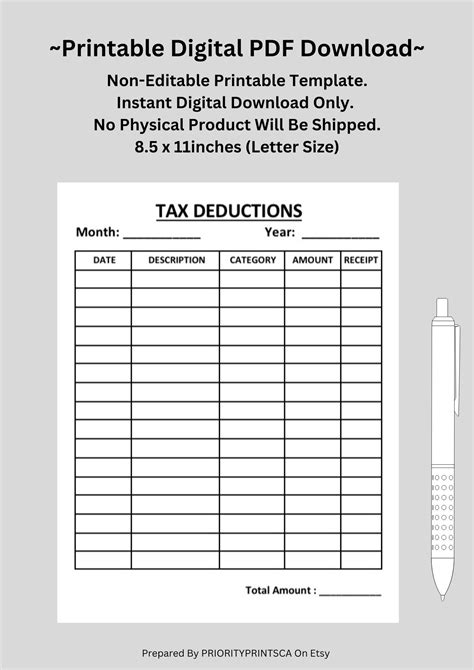 Tax Sheet Template