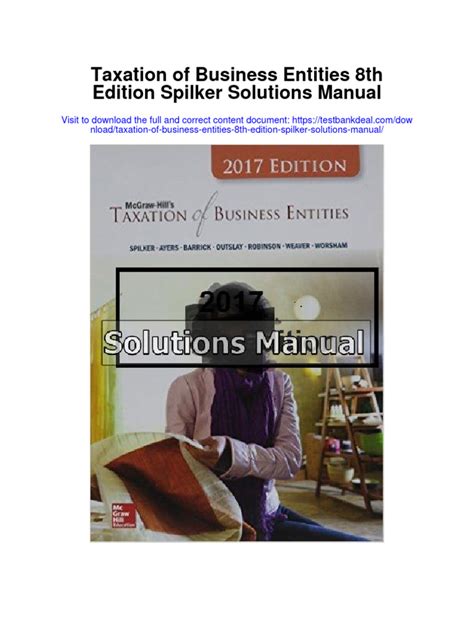 Taxation Of Business Entities 2013 Solutions Manual Free