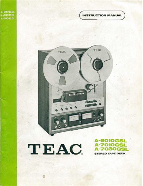 Teac A 6020 A 7010 A 7030 Tape Recorder Owner Manual