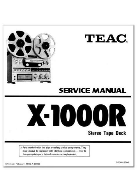 Teac X 1000r Reel Tape Recorder Service Manual