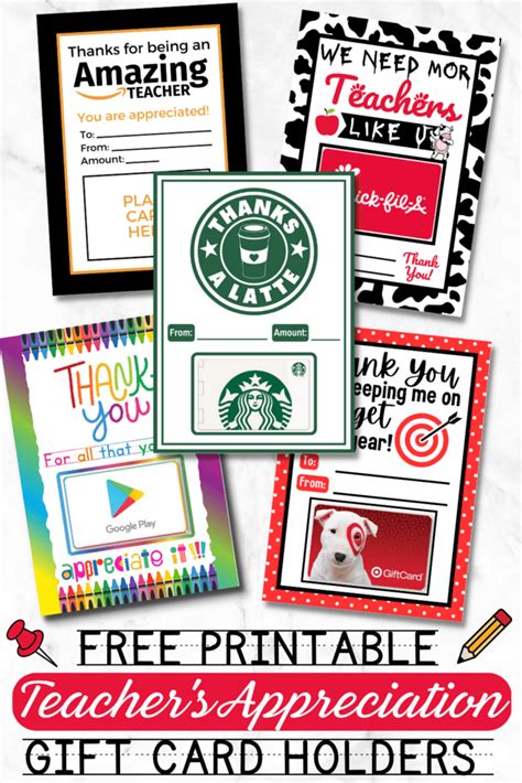 Teacher Appreciation Gift Card Printable