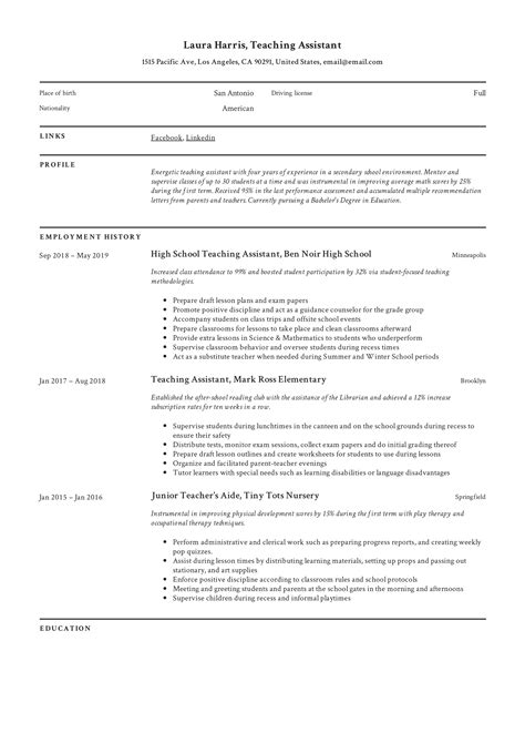 Teacher Assistant Resume Template