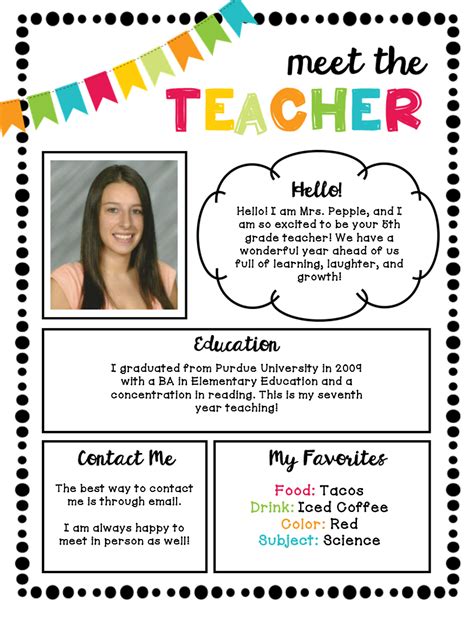 Teacher Bio Template