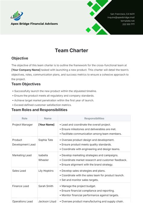 Team Charter Templates
