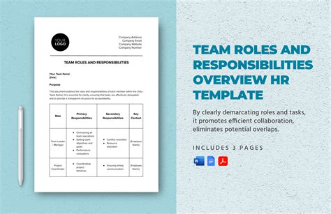 Team Roles And Responsibilities Template